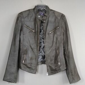 Carrie Hoxton Size 16 Olive Green Leather Jacket